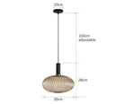 Ribbed amber glass pendant lights dining room led hanging lighting