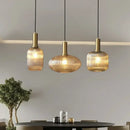 Ribbed amber glass pendant lights dining room led hanging lighting