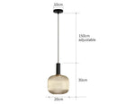 Ribbed amber glass pendant lights dining room led hanging lighting