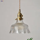 Ribbed clear glass led pendant light brass dining room knob switch