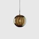 Ribbed colorful glass ball pendant light set for living room