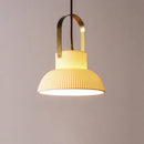 Ribbed cream ceramic led pendant light kitchen hanging lamp