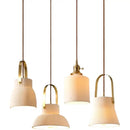 Ribbed cream ceramic led pendant light kitchen hanging lamp
