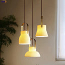 Ribbed cream ceramic led pendant light kitchen hanging lamp