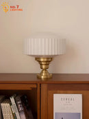 Ribbed cream glass and brass pendant light for dining room