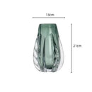 Ribbed emerald & clear decorbites crystal vase living room decor