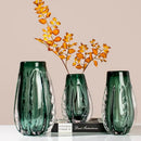 Ribbed emerald & clear decorbites crystal vase living room decor
