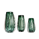Ribbed emerald & clear decorbites crystal vase living room decor