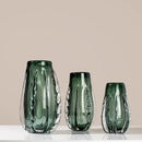 Ribbed emerald & clear decorbites crystal vase living room decor