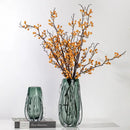Ribbed emerald & clear decorbites crystal vase living room decor