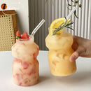 Ribbed frosted borosilicate glass cups kitchen mason jar tumblers