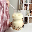 Ribbed frosted borosilicate glass cups kitchen mason jar tumblers