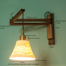 DecorBites™ Ceramic LED Wall Sconce Walnut Wood Copper Pull Chain Switch Light
