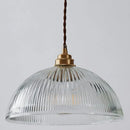 Ribbed glass brass pendant light for dining room