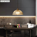 DecorBites™ Ribbed Glass Pendant Light - Simplicity Brass Mini Hanging Lamp for Dining Room