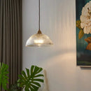 Ribbed glass chandelier pendant lights with brass finish for bedroom