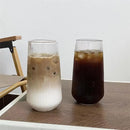 Ribbed glass cup set with bamboo lid and straw for kitchen dining