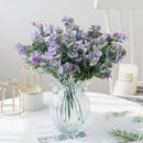 Ribbed glass eucalyptus leaves vase with lavender living room decor