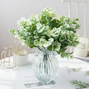 Ribbed glass eucalyptus leaves vase with lavender living room decor