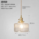 Ribbed green glass pendant light bedroom brass hardware