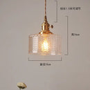Ribbed green glass pendant light bedroom brass hardware