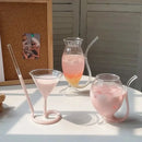Ribbed heart love glass mugs kitchen dining room couple cups