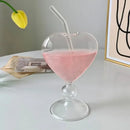 Ribbed heart love glass mugs kitchen dining room couple cups