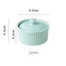 Ribbed pink ceramic dessert bowl with lid dining room ramekin