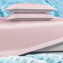 Ribbed pink soft bed mat set bedroom textured pleats