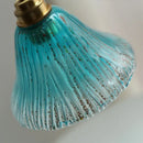 Ribbed teal blue glass led pendant light for dining room