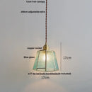 Ribbed teal blue glass led pendant light for dining room