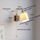 Ribbed white ceramic and copper led wall lamps – bedroom mirror light