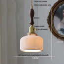 Ribbed white ceramic pendant light fixture kitchen brass knob switch