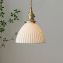 Ribbed white ceramic pendant light fixture kitchen brass knob switch