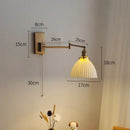 Ribbed yellow ceramic brass swing arm wall sconce bedroom light