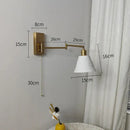 Ribbed yellow ceramic brass swing arm wall sconce bedroom light