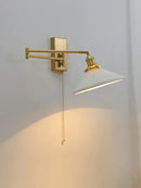 Ribbed yellow ceramic brass swing arm wall sconce bedroom light