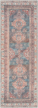 Baltinglass Rust & Blue Washable Area Rug - Clearance