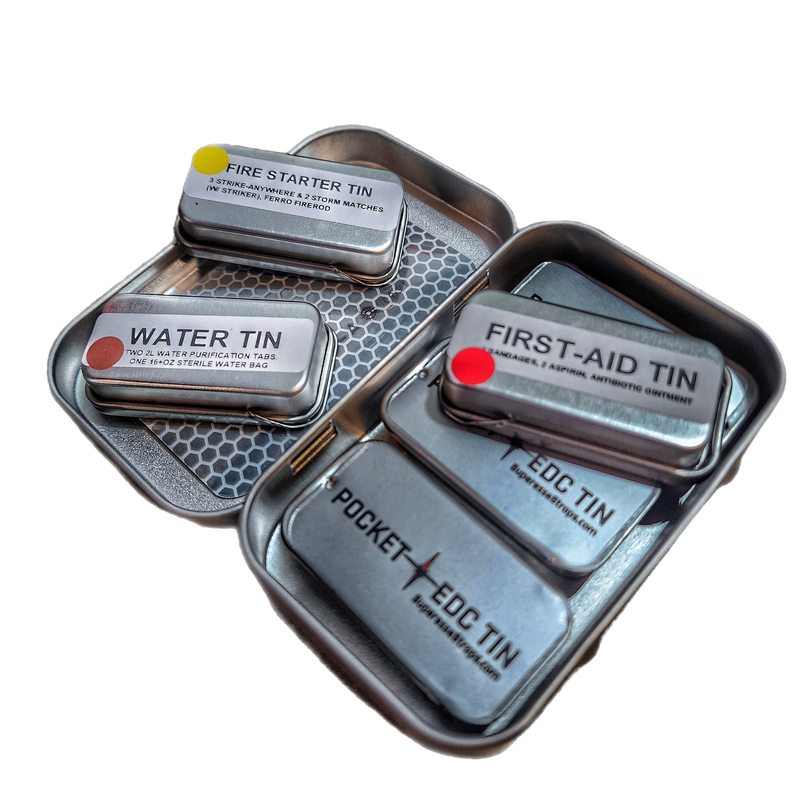 tobacco tin survival kit Tiny Kit: Rectangle The kit equips you with the basic tools needed to start a fire Bear Box Survival Tin
