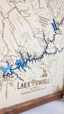 Lake Powell Topo Map Sign | Laser Engraved & Framed Wall Art