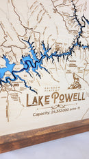 Lake Powell Topo Map Sign | Laser Engraved & Framed Wall Art