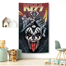 Rock kiss band canvas tapestry – living room black & silver wall art