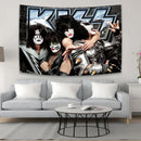 Rock kiss band canvas tapestry – living room black & silver wall art