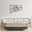 Romantic Lying Couple Metal Line Wall Art