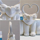 Romantic elephant couple resin candlestick living room heart decor