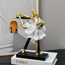 Romantic gold & black dancing couple sculpture living room figurine
