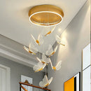 Romantic gold butterfly led chandelier living room pendant light