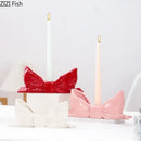 Romantic pink bowknot ceramic candle holder dining room aesthetic decor