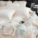 Romantic white and pink embroidered flowers butterfly bedding set bedroom