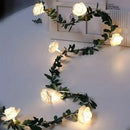 White rose flower string lights bedroom decorative ambiance accent